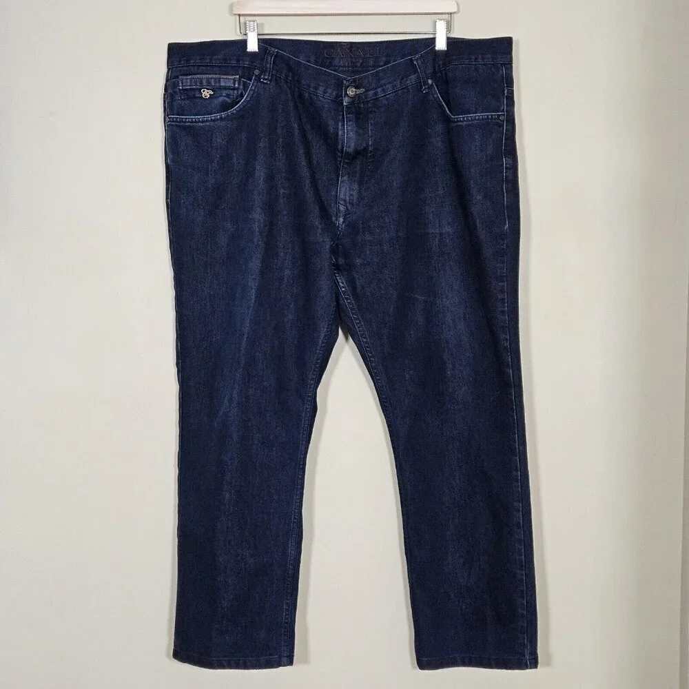 Canali Jeans Men 46x34/28 Indigo Straight Leg Italy Cotton Preppy Designer Boho